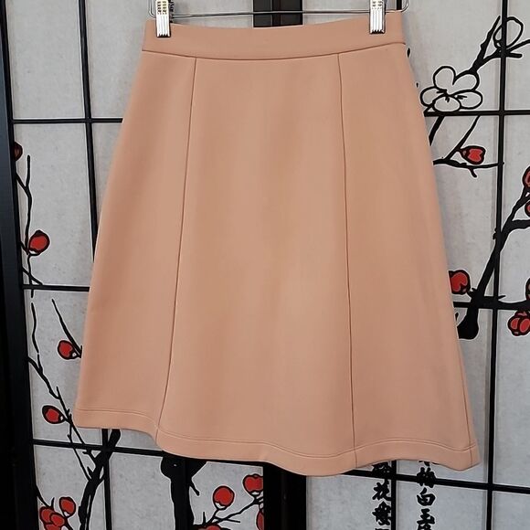 Cedric Charlier Peach Smooth Knee Length A line Panel  Skater Skirt - Picture 2 of 11